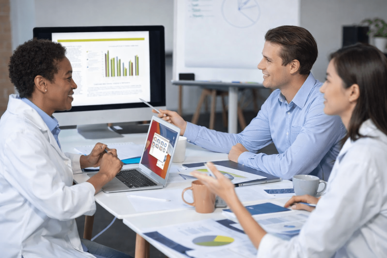 Healthcare team reviewing financial performance with medical billing services in Massachusetts